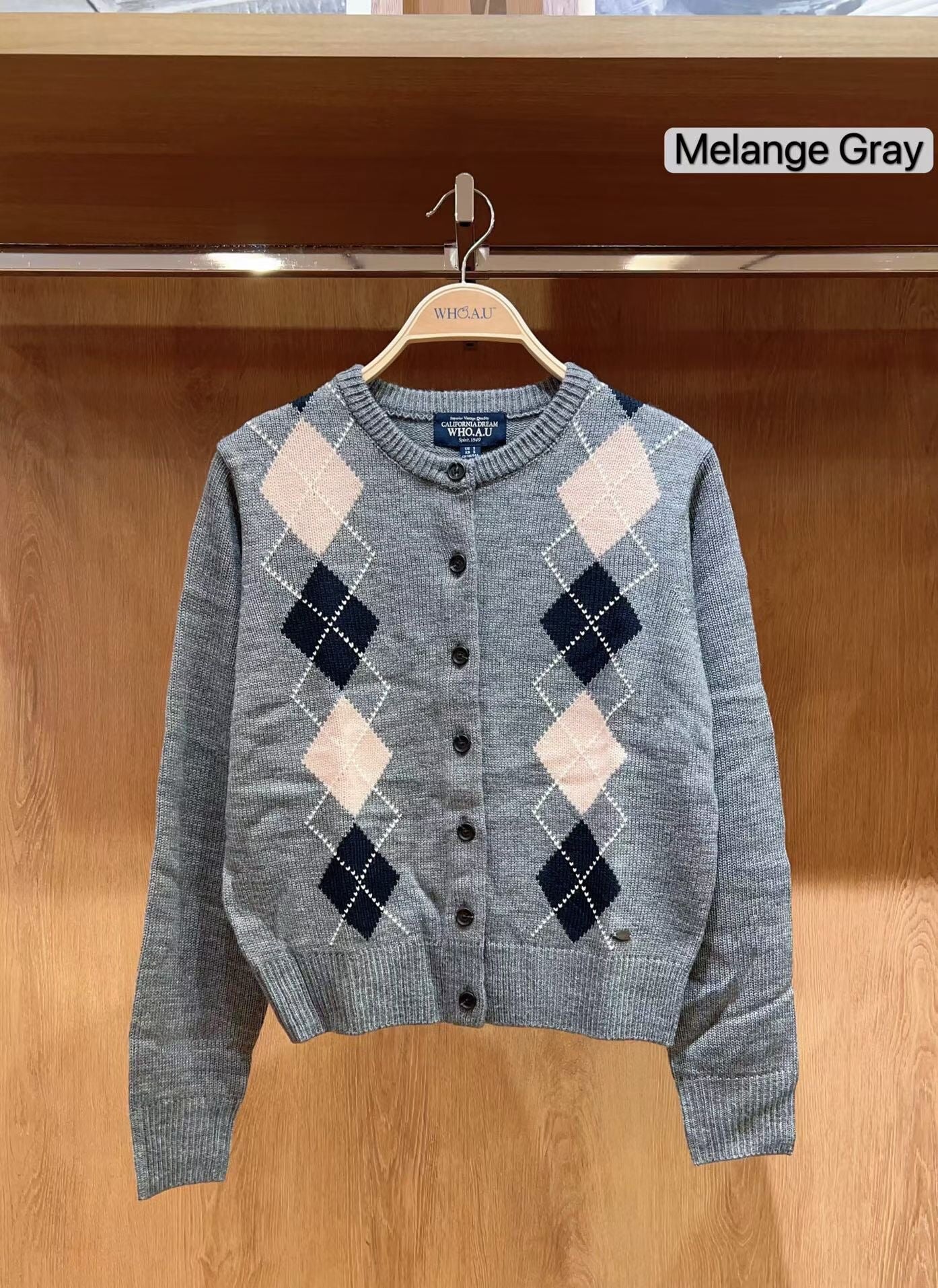 韓國 WhoAU Argyle Cardigan【WA079】