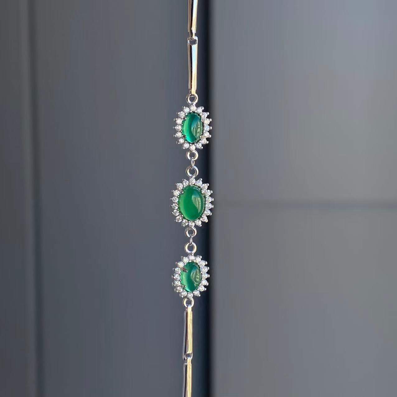 日本直送 綠玉髓銀制手鍊【JS364】