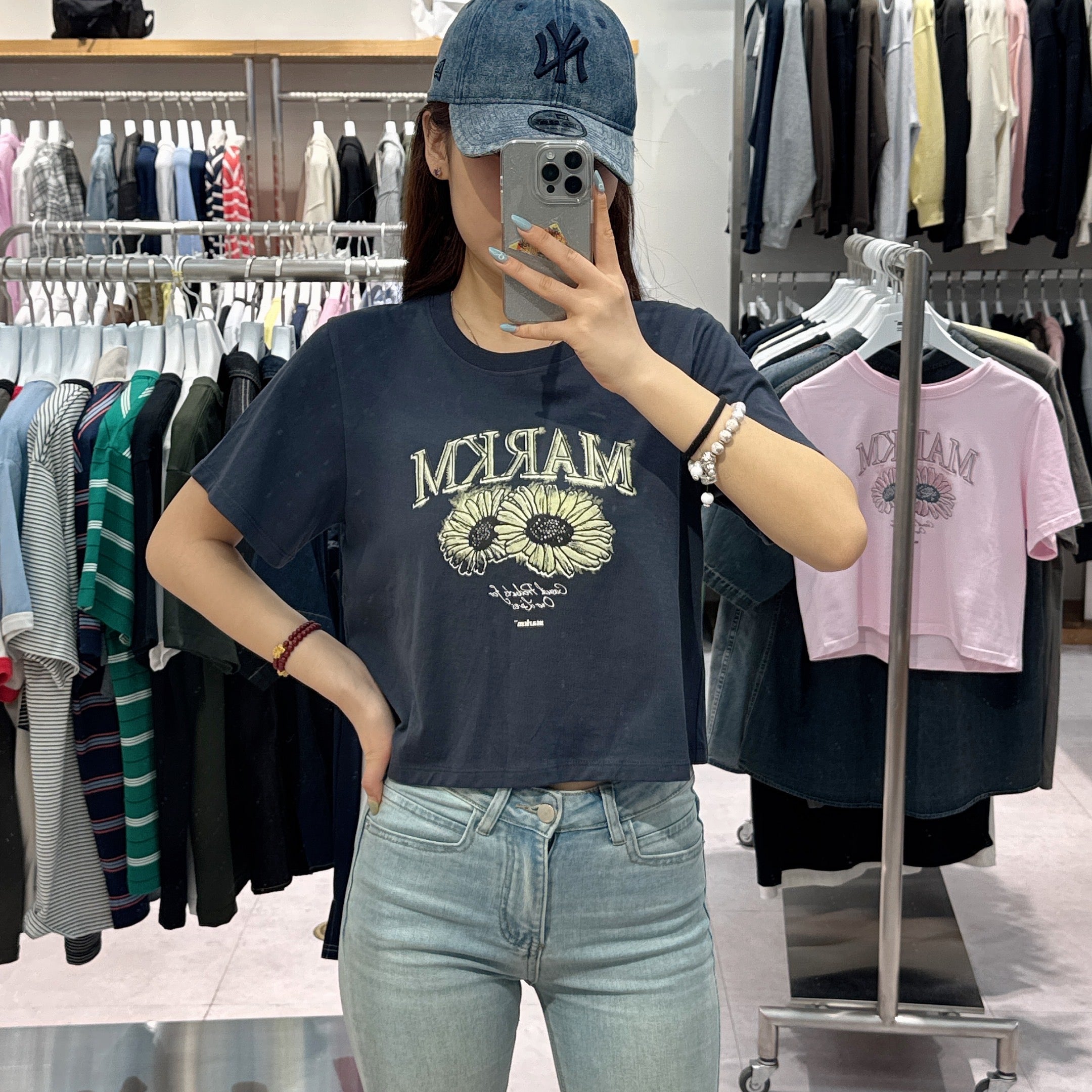 韓國 Markm (W) FLOWER GRAPHIC CROP T-SHIRT【MA142】