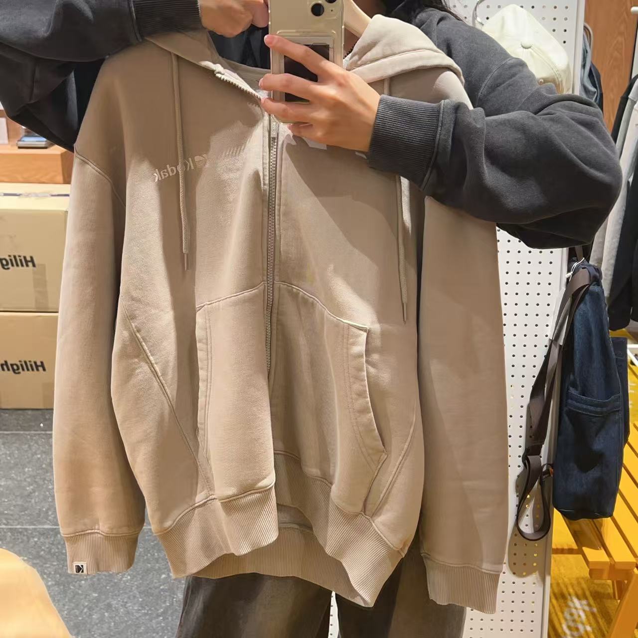 韓國 Kodak Essential Snowwashed Fleece Hooded Zip-Up【KK013】
