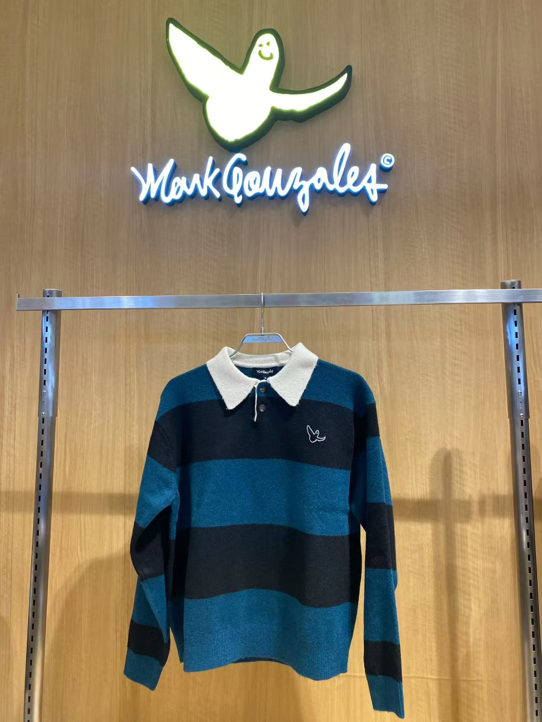 韓國 Mark Gonzales Angel Wappen Stripe Polo Knit【MG120】