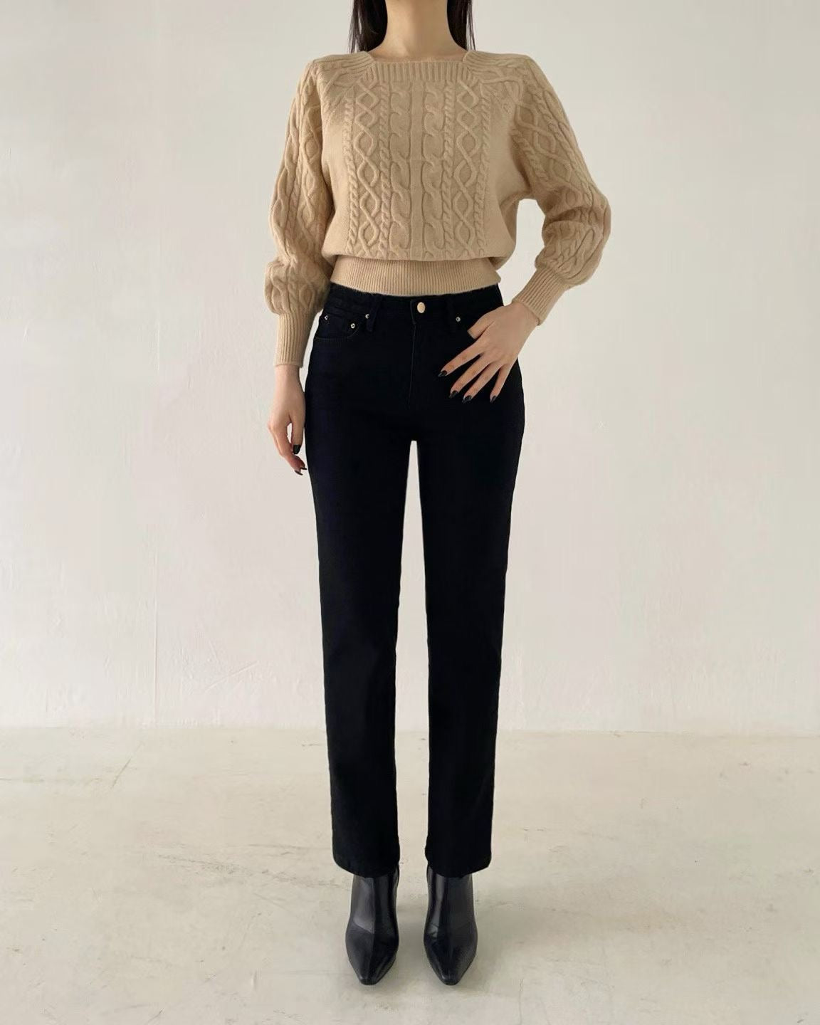 韓國 HowLuk 牛仔褲 刷薄毛 (冬季款)【H2561】