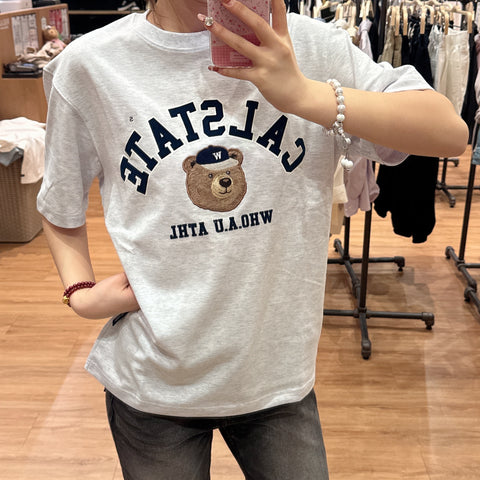 韓國 Who.A.U Steve Campus Arch Letter T-shirt【WA135】