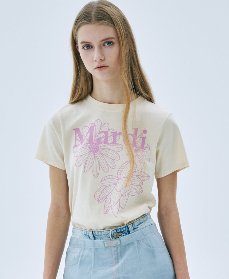 韓國 Mardi Mercredi SLIM TSHIRT TRIPLE FLOWER【MM042】