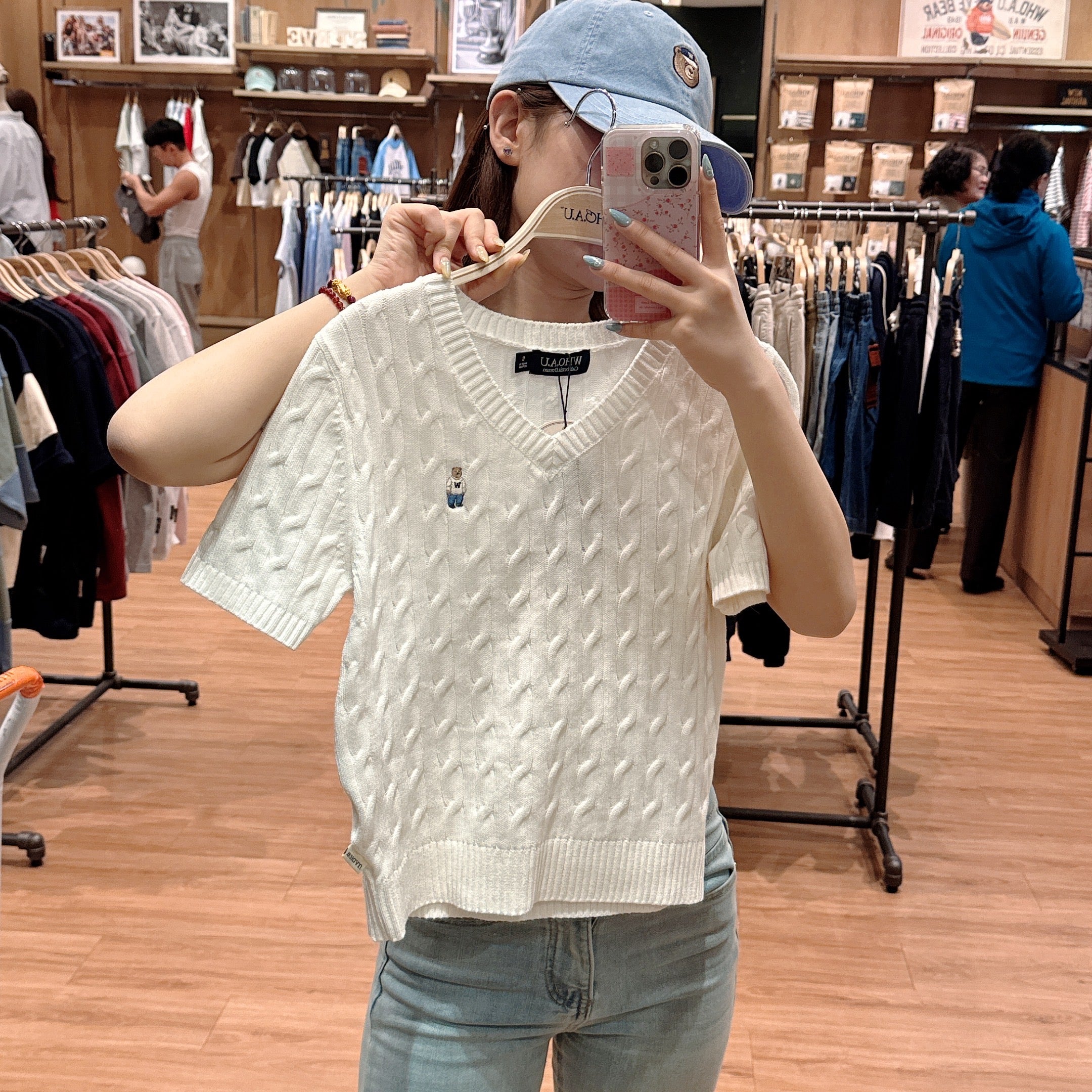 【現貨】韓國 WhoAU Steve V-neck Short Sleeve Sweater【WA142】