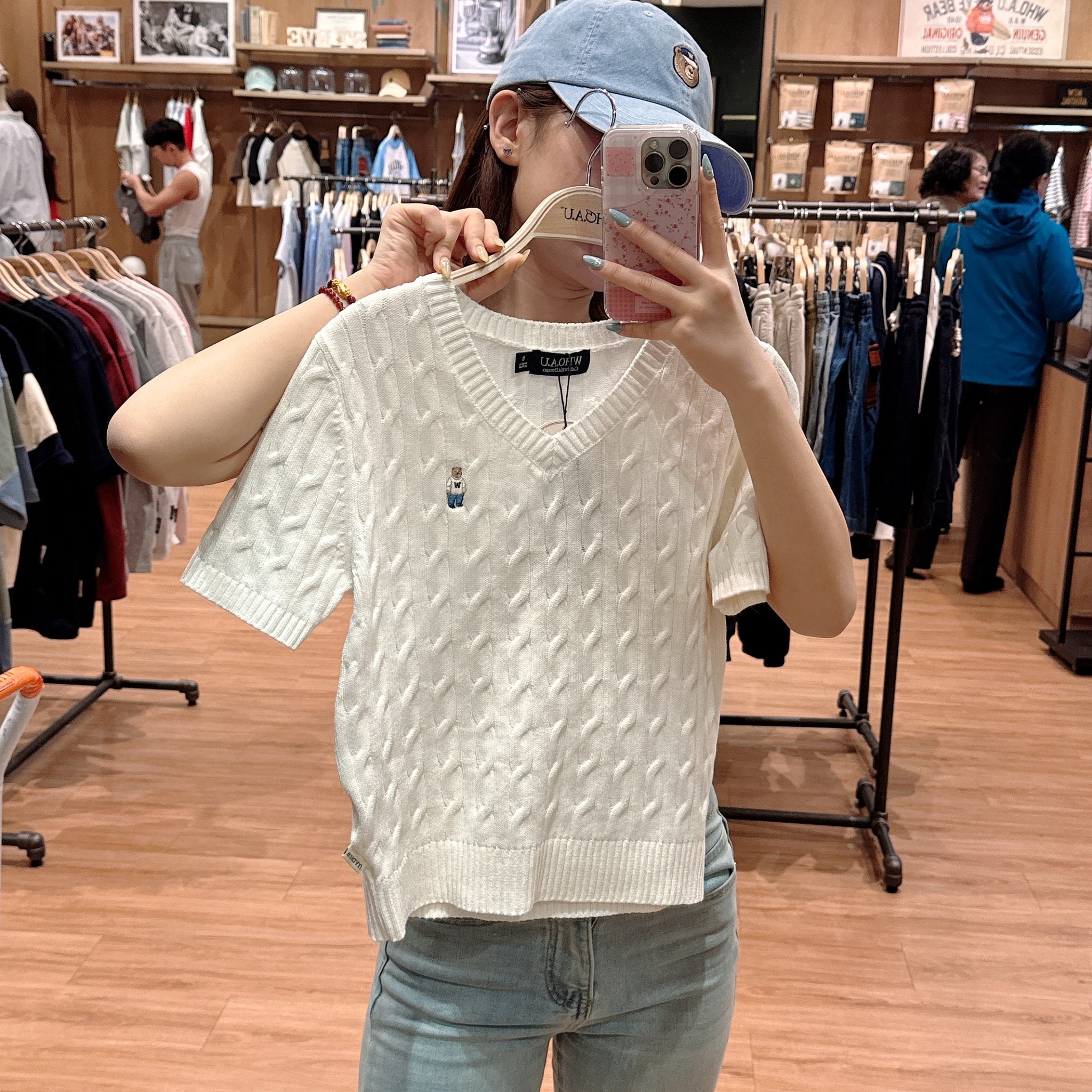 【現貨】韓國 WhoAU Steve V-neck Short Sleeve Sweater【WA142】