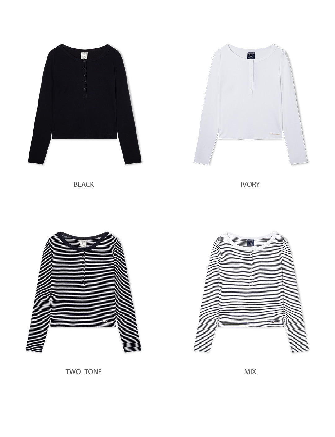 韓國 Who.A.U Ribbed Henry Neck T-shirt【WA220】