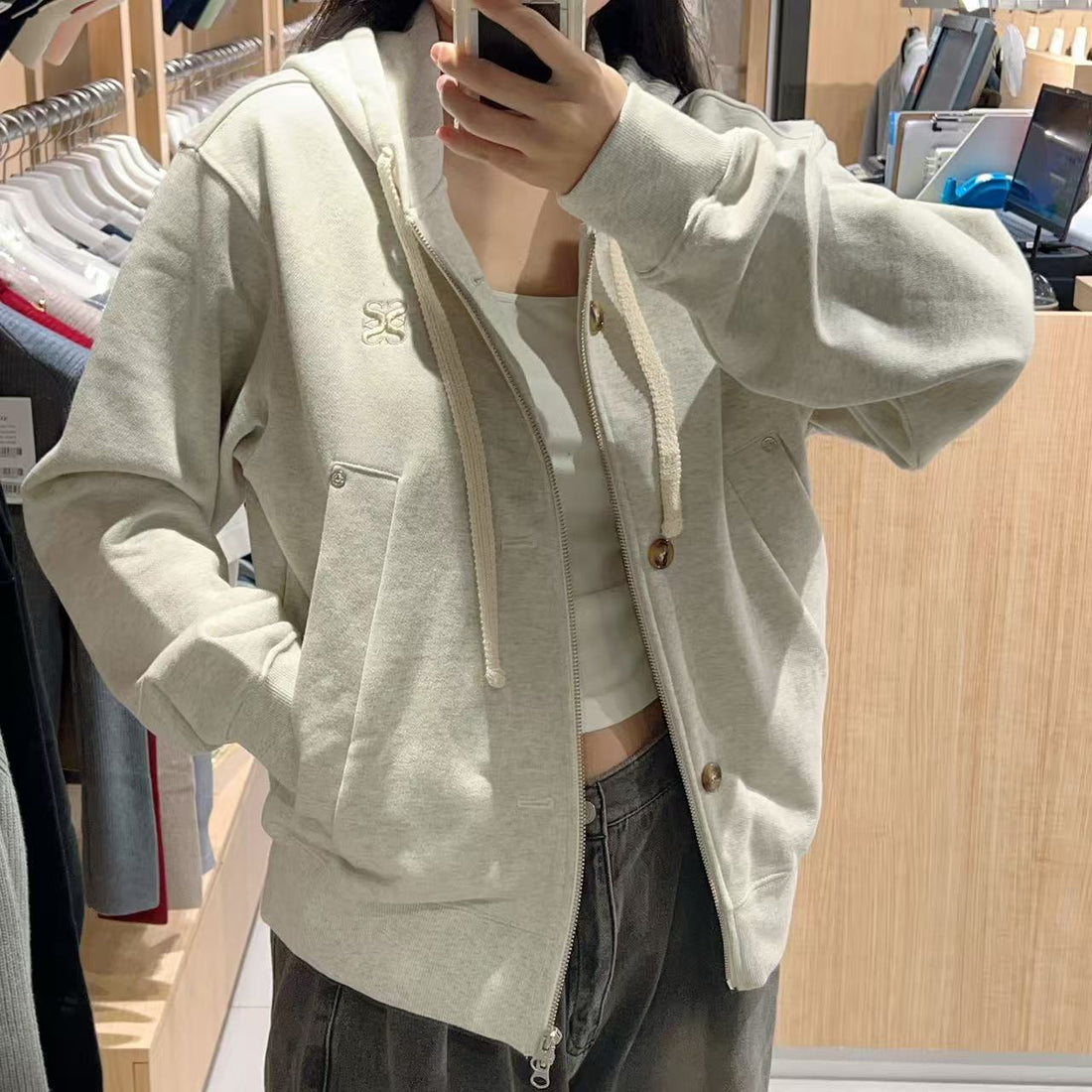 韓國 Satur Theo Cotton All Day Hooded Zip-Up【SR137】