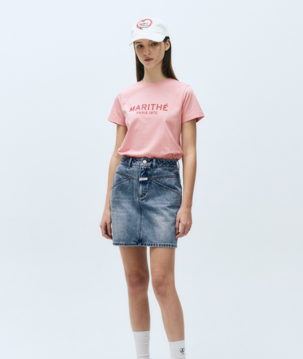 韓國 Marithe Francois Girbaud Women's REGULAR LOGO T-SHIRTS【MF598】