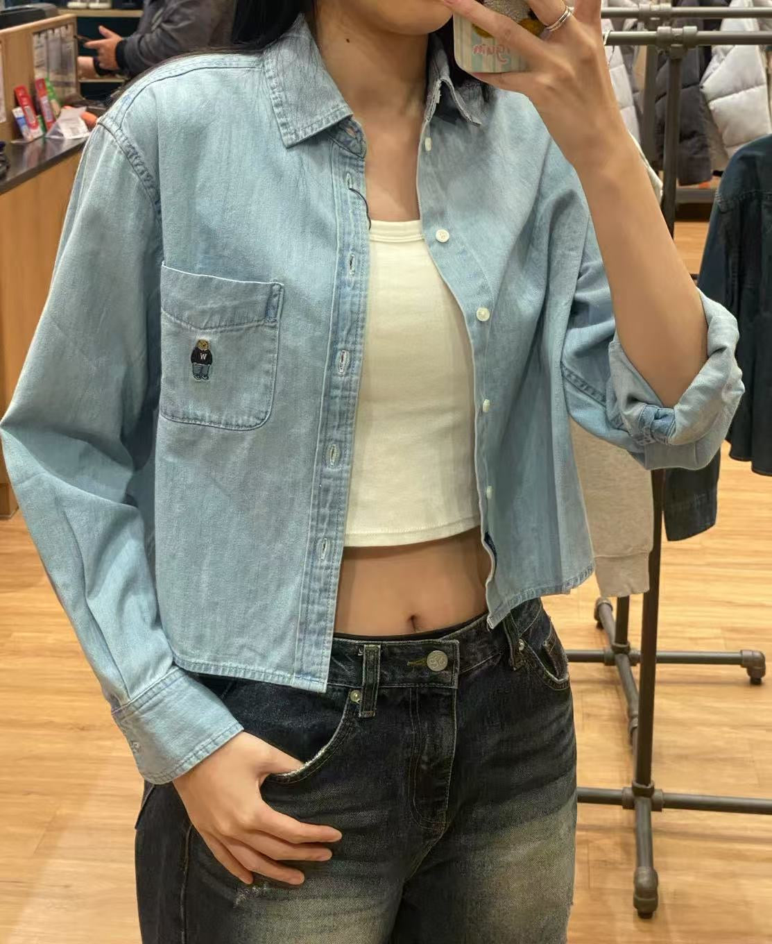 【現貨】韓國 Who.A.U Steve Crop Denim Shirts【WA074】 - STT Mall HK 靚太網購