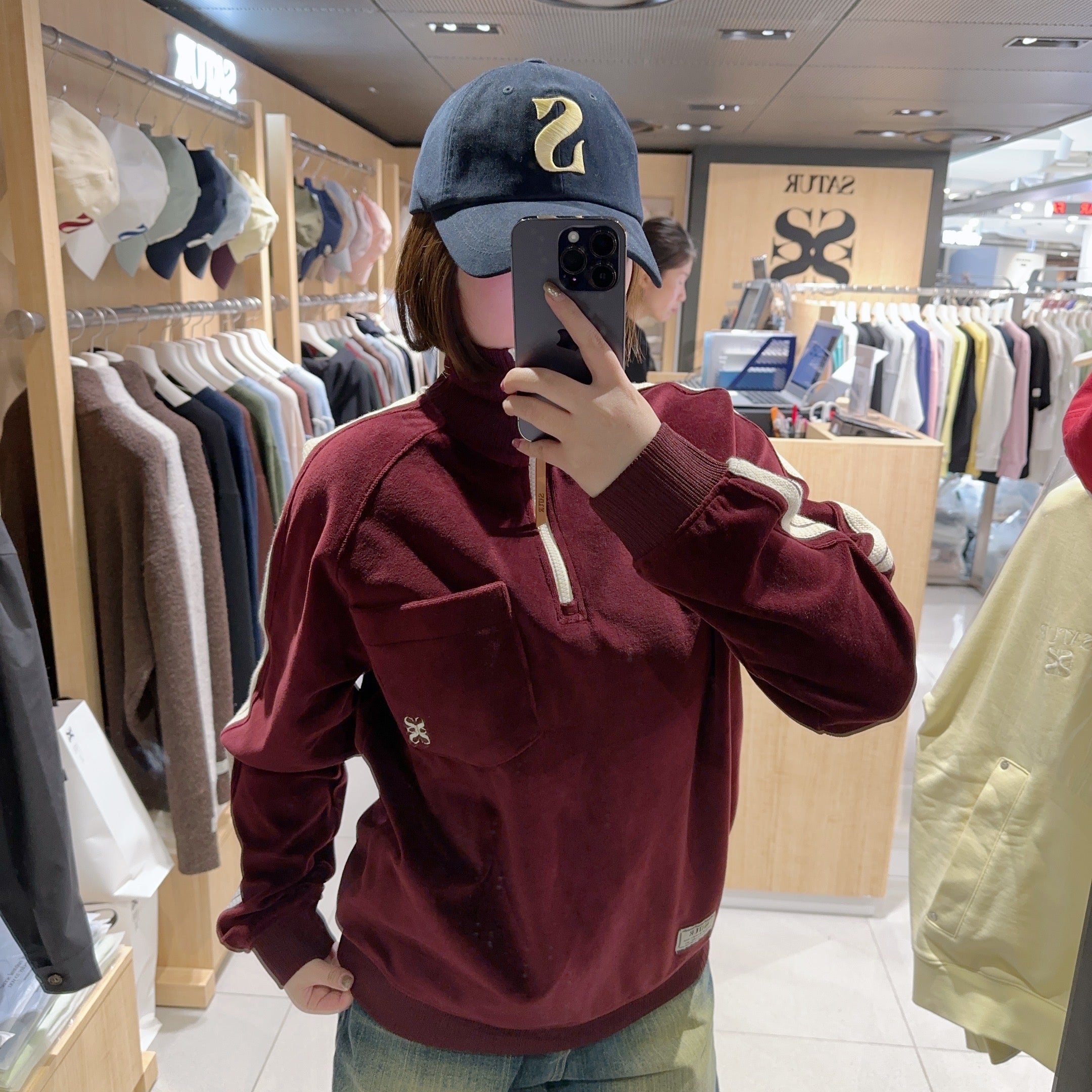 韓國 Satur Velour Loose Fit Half Zip-up【SR027】