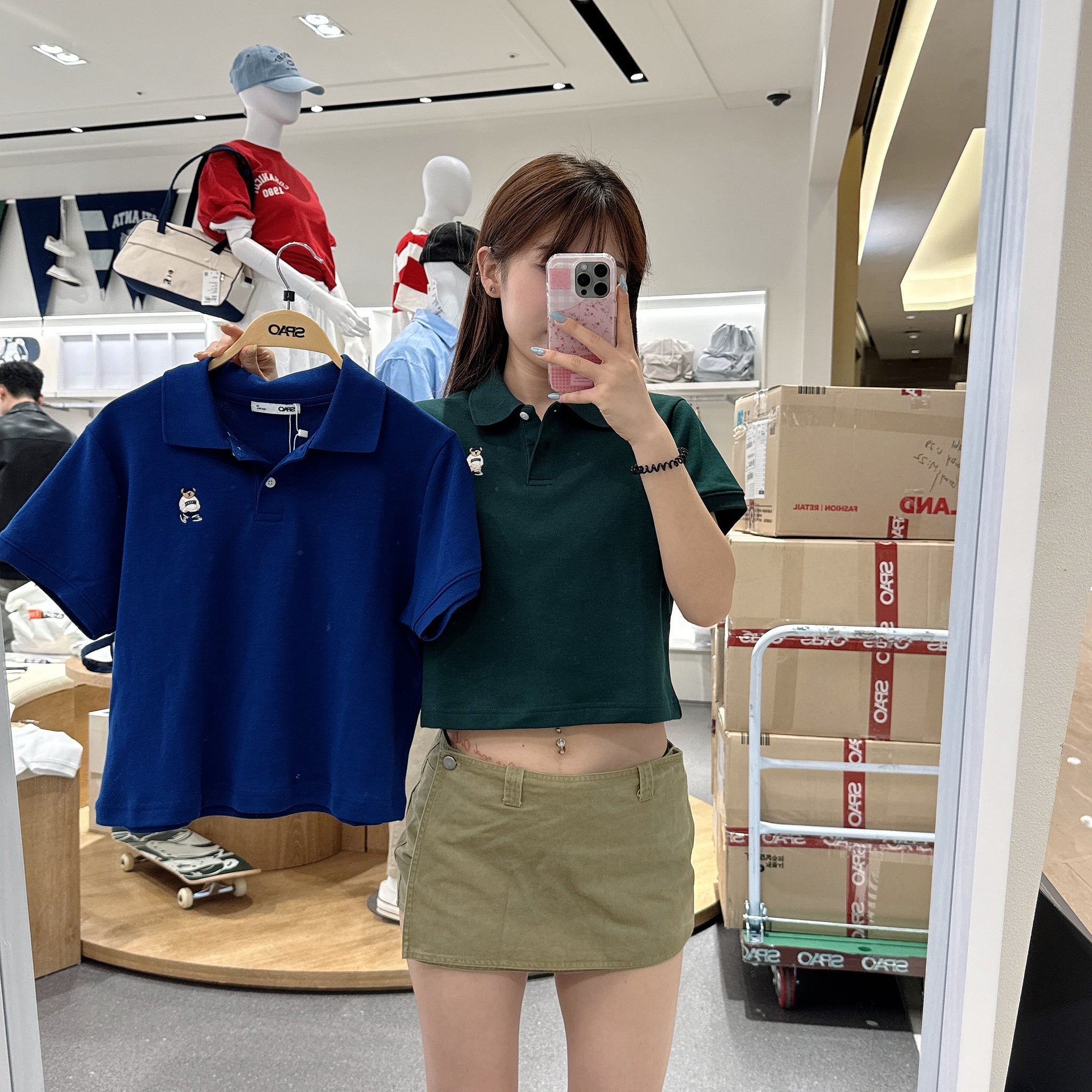 韓國 SPAO Soft Cotton Crop Collar T-shirt【SP120】