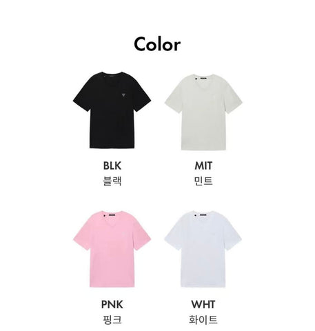 韓國 Guess Men's Mini Triangle V-Neck Short Sleeve T-Shirt【GU024】