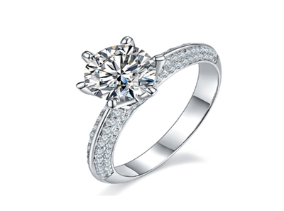 莫桑鑽 S925銀半壁江山3.0克拉戒指【SM1267】