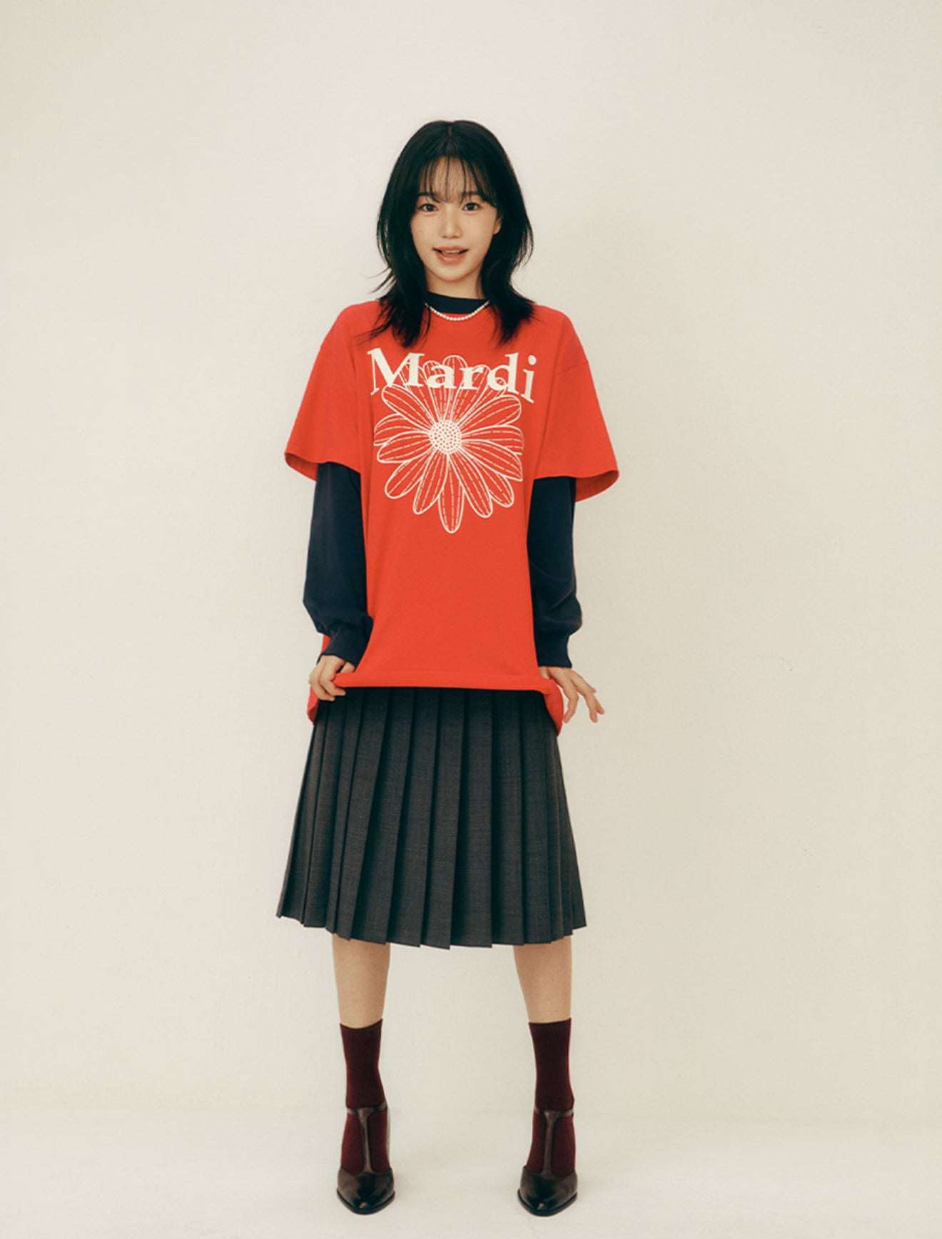 韓國 Mardi Mercredi UNISEX TSHIRT FLOWERMARDI【MM075】