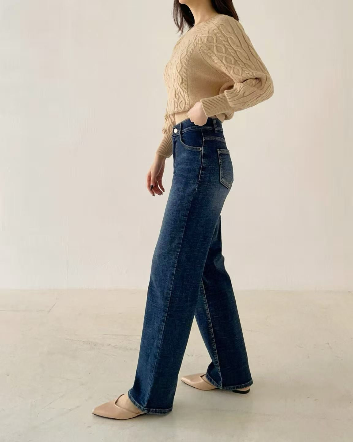 韓國 HowLuk 牛仔褲 刷薄毛 (冬季款)【H2560】