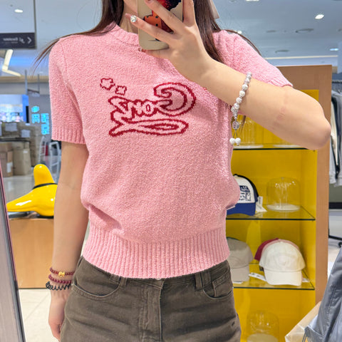 韓國 Mark Gonzales GONZ GRAPHIC WOMENS HALF SLEEVE KNIT TOP【MG163】