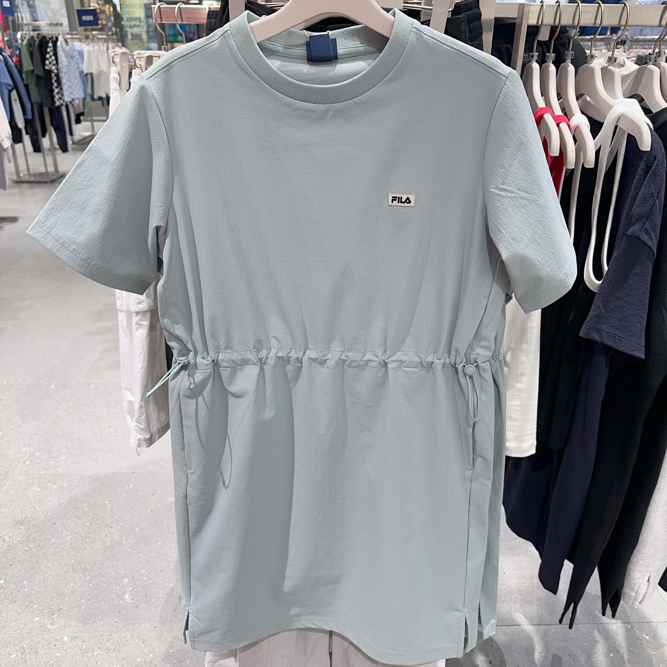 韓國 FILA Seersucker Waist String Dress【FA331】