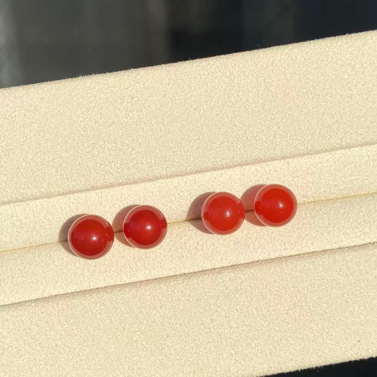 日本直送 紅瑪瑙K金耳釘【JS418】