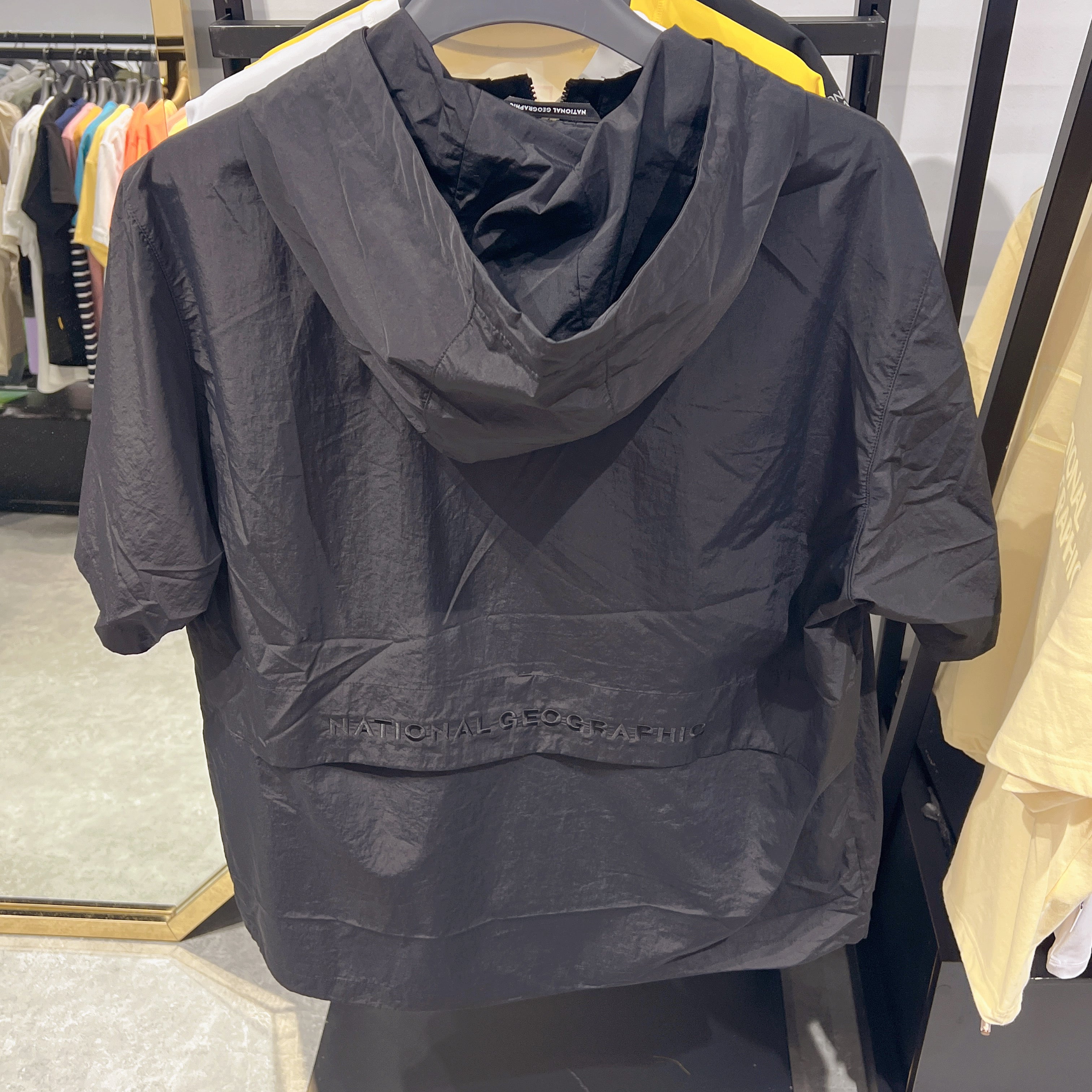 韓國 National Geographic Unisex Chest Pocket Woven Short Sleeve HOODY ANORAK【NG661】