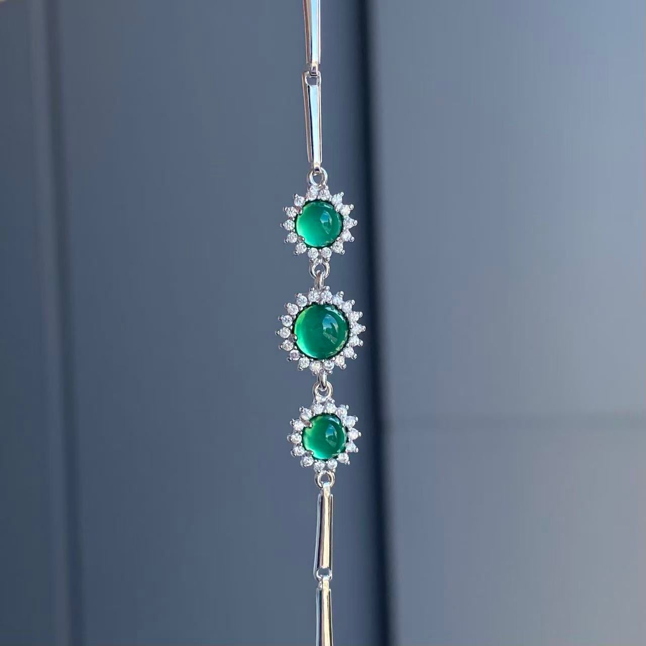 日本直送 綠玉髓銀制手鍊【JS373】