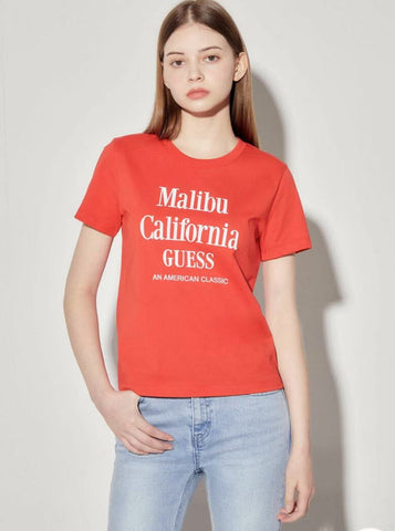 韓國 Guess Women's Malibu Lettering Short Sleeve T-Shirt【GU012】