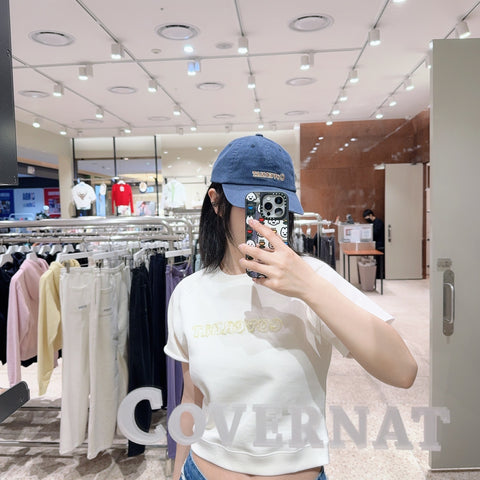 韓國 Covernat Women's Crop Pearl Cooper Logo T-shirt【CO166】