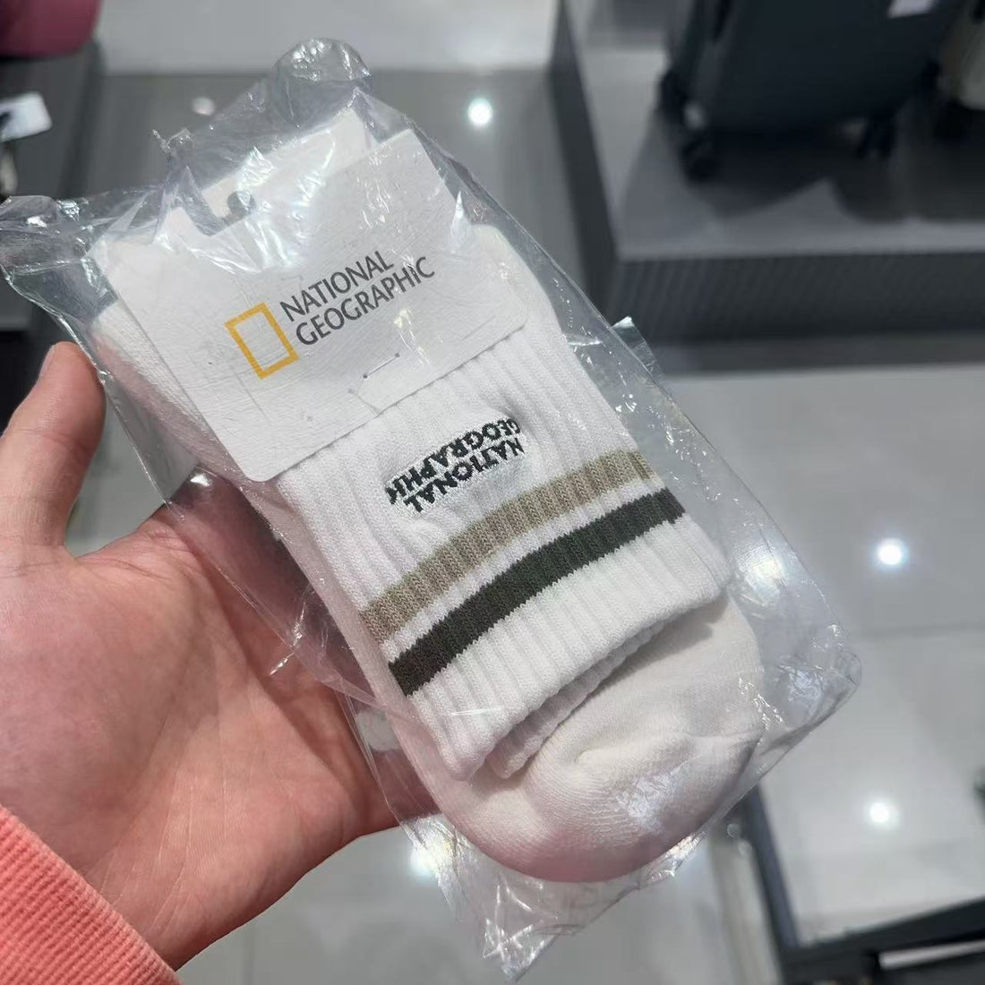 韓國 National Geographic Striped Quarter Socks (1 Pair)【NG040】