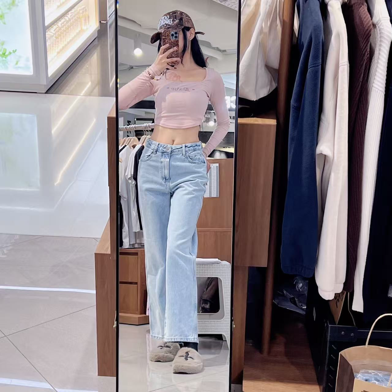 韓國 Marithe Francois Girbaud W High Straight Denim Pants【MF730】