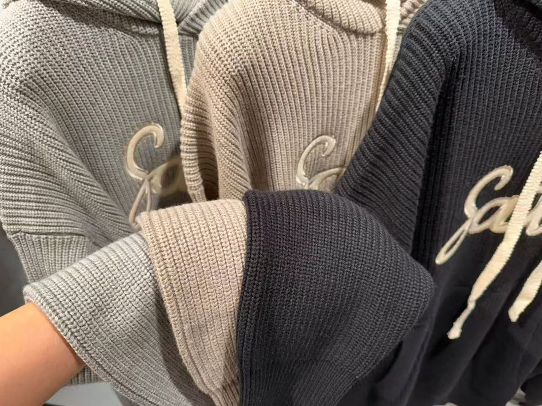 韓國 Satur Appliqué Logo Cashmere Blend Hooded Knit【SR148】