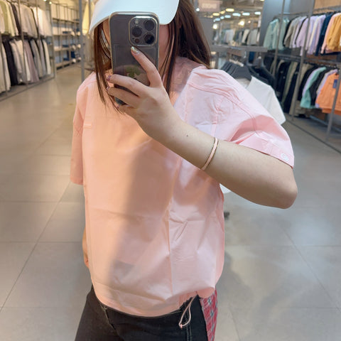 韓國 Discovery Women's Polton Crop Woven Short Sleeve T-Shirt【DY115】 - Image