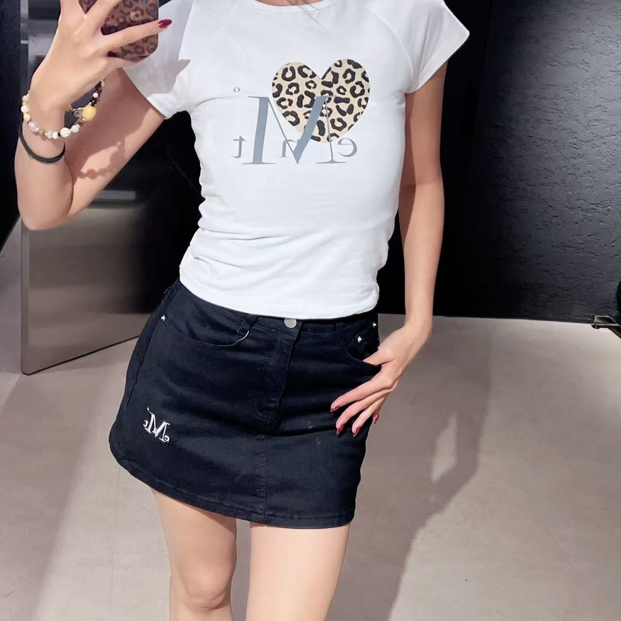 韓國 Mucent Pistol Back Leather Double Cross Skirt【MU149】