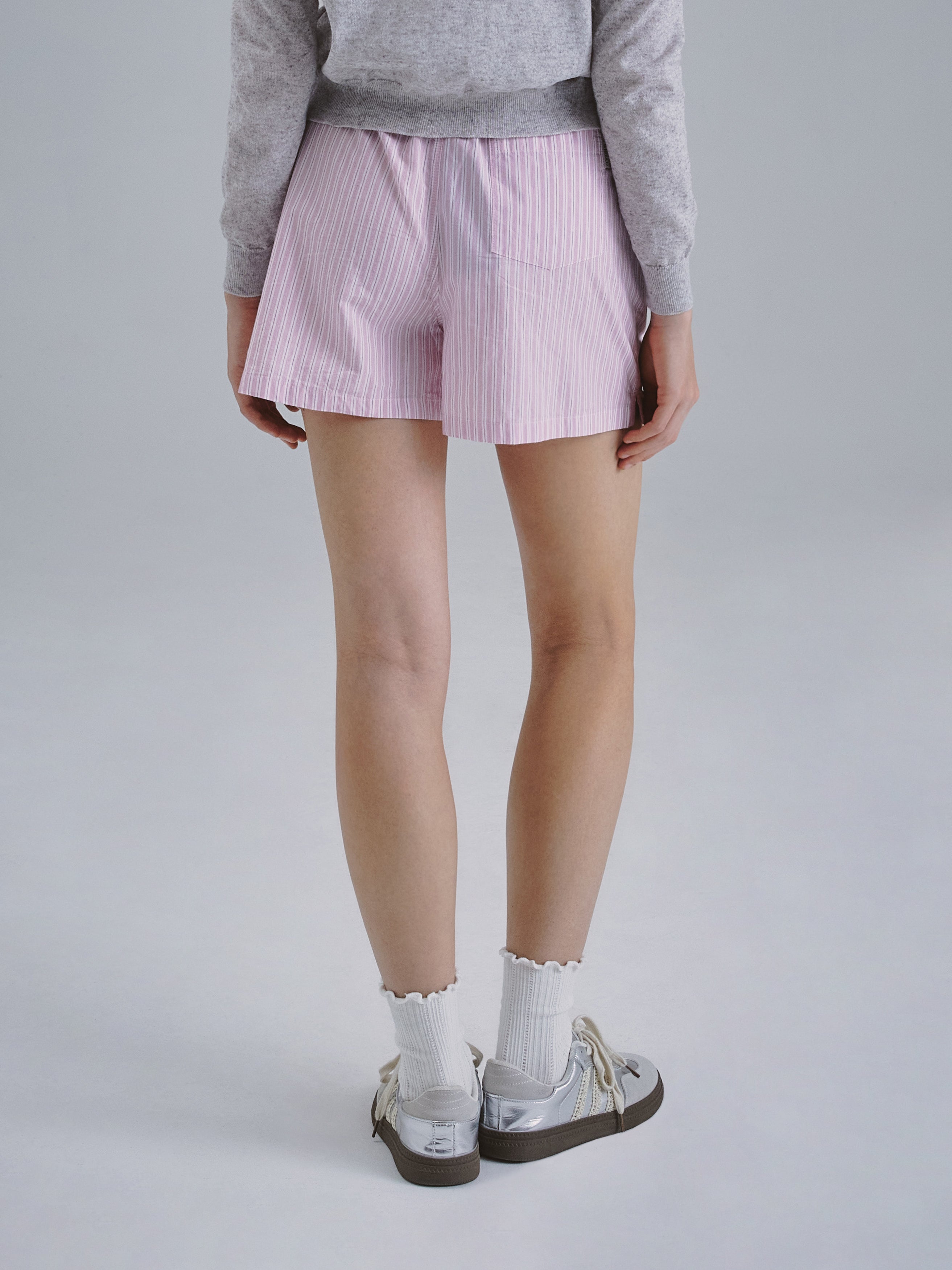 韓國 Who.A.U Steve Striped Cotton Shorts【WA218】