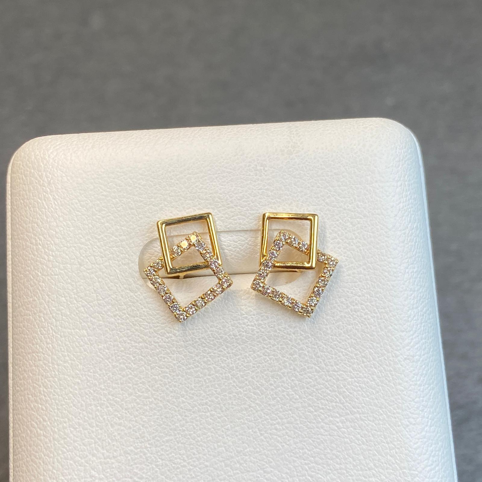 日本直送 正方形金鑽耳釘【JS383】