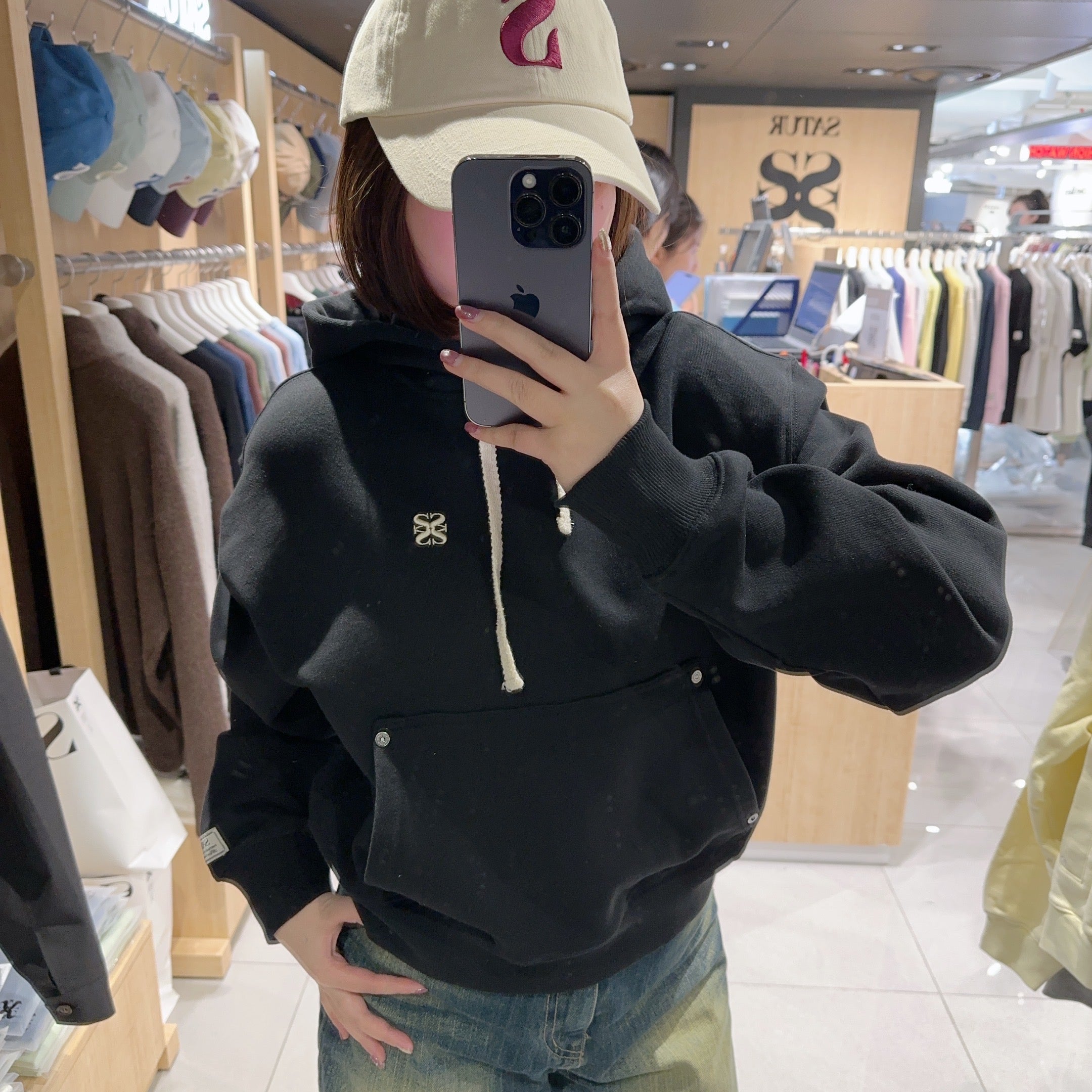韓國 Satur (W) Classic Small Logo Rivet Hoodie【SR040】