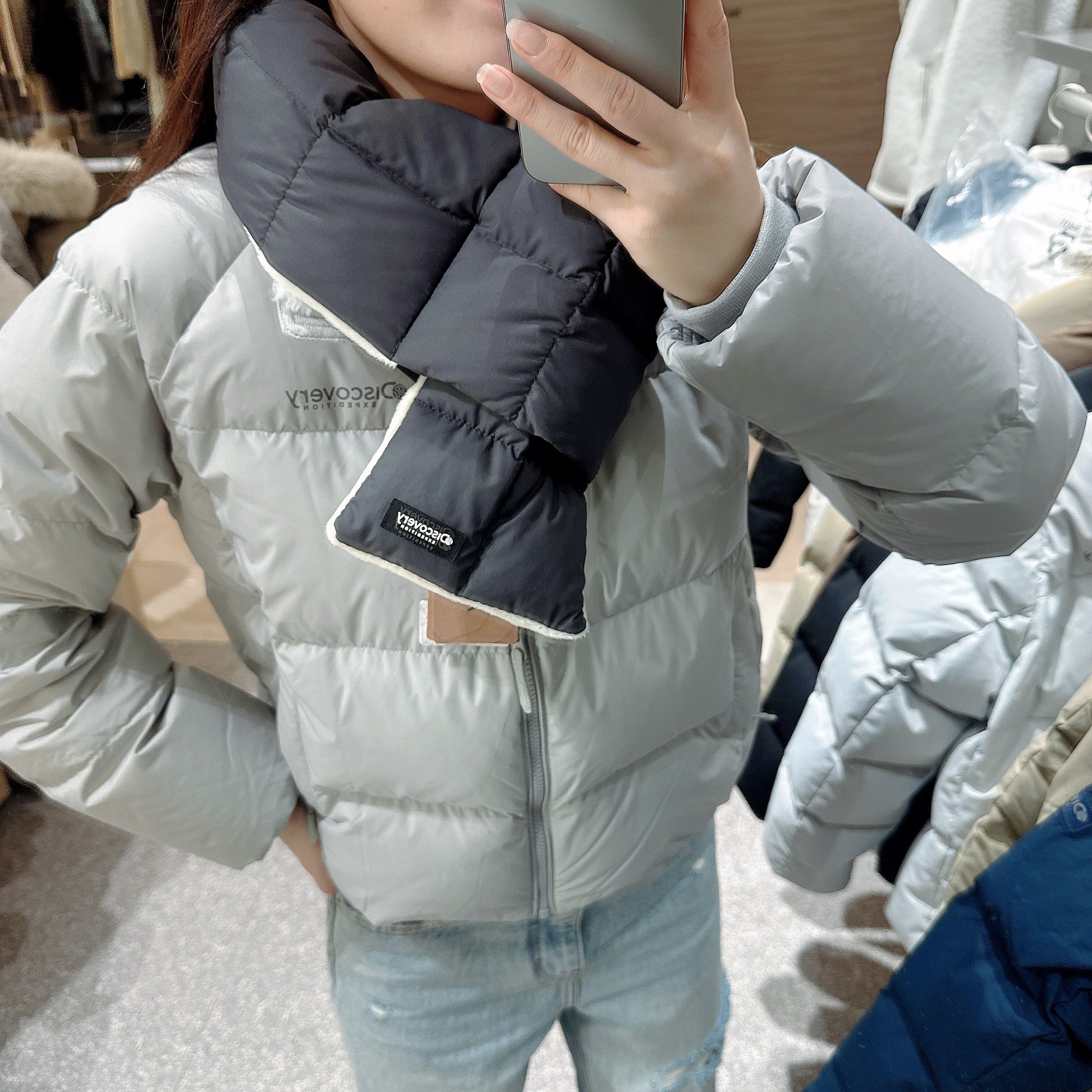 韓國 Discovery Dehas Square Quilted Packable Muffler【DY121】