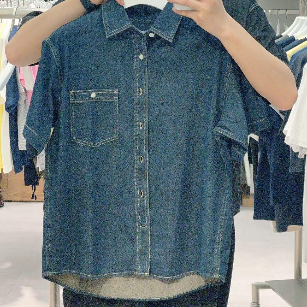 韓國 Markm WASHED DENIM HALF SHIRTS【MA144】