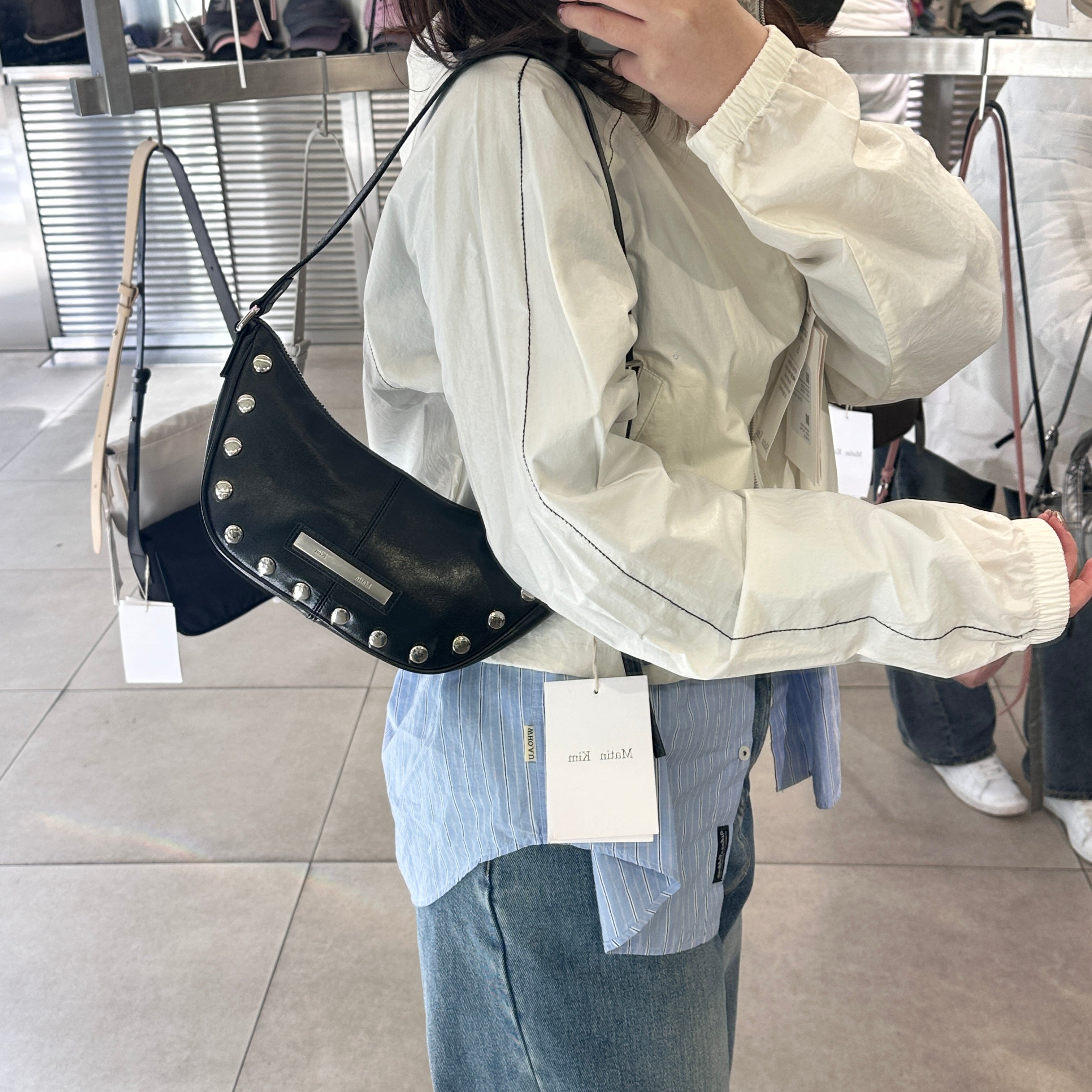 韓國 Matin Kim STUD LEATHER SHOULDER BAG【MK012】 - STT Mall HK 靚太網購