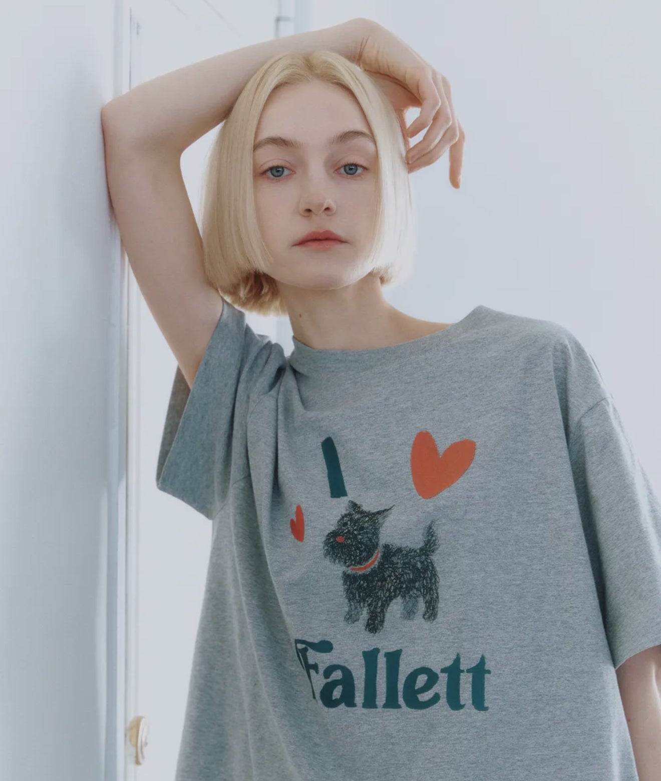 韓國 Fallett Puppy drawing overfit short sleeve T-shirt【FT001】