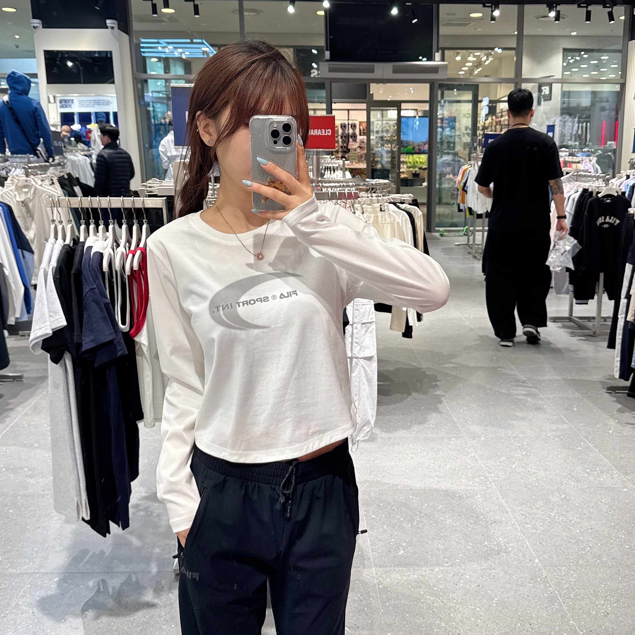 韓國 FILA Cotton Blend Graphic Long Sleeve T-shirt【FA343】