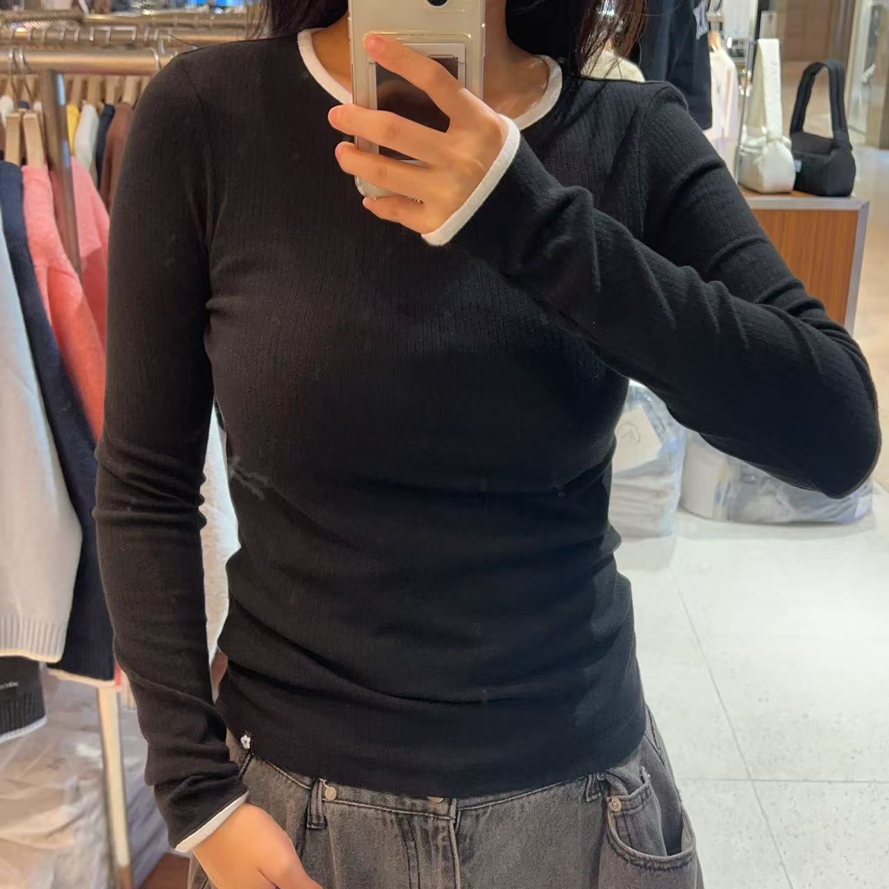 韓國 Wacky Willy Women's Gold Color Block Long Sleeve【WW039】