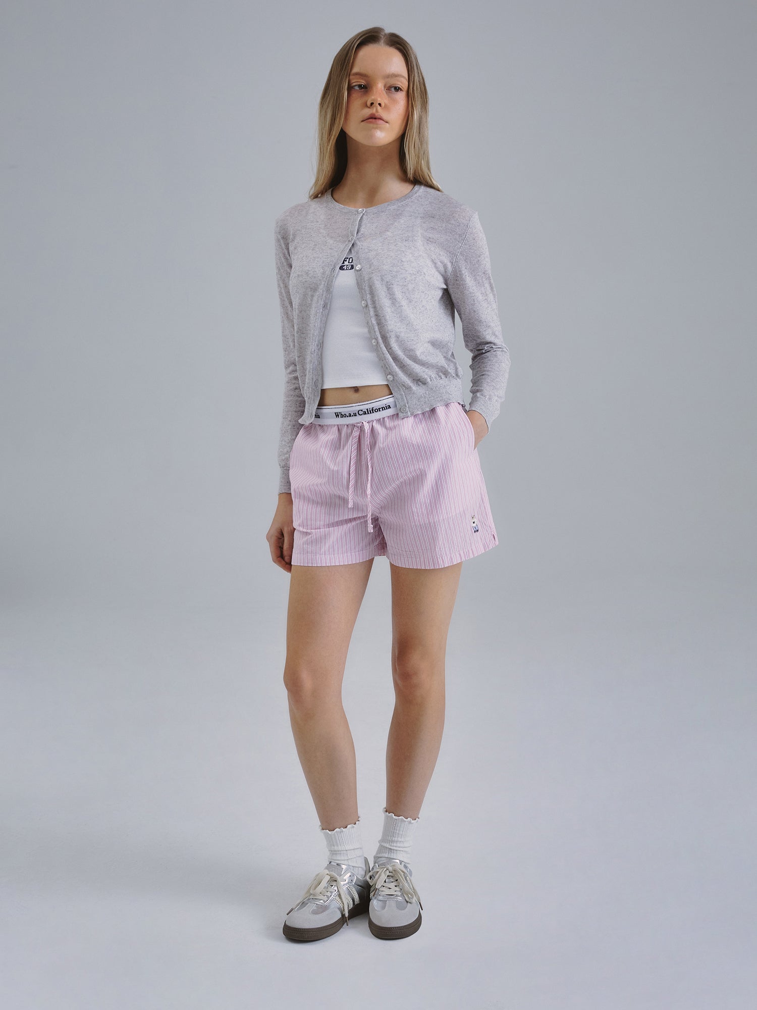 韓國 Who.A.U Steve Striped Cotton Shorts【WA218】