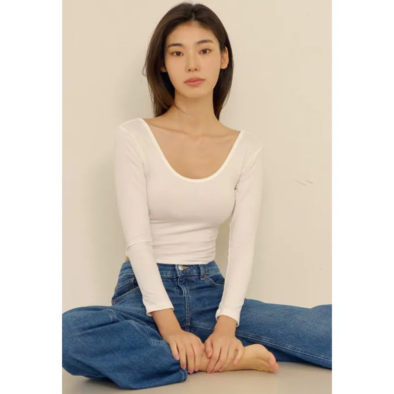 韓國 Marun5 Heat Touch 2025最新款 女裝Slim U領短身 瑞士研發 - 專利發熱保暖衣/打底衫【SE309】