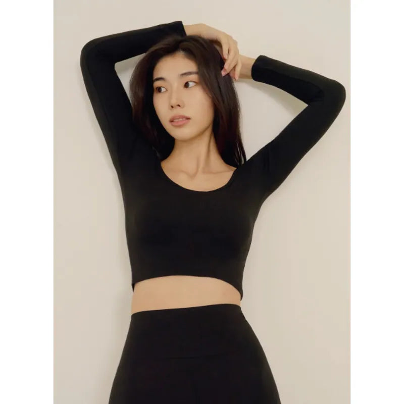 韓國 Marun5 Heat Touch 2025最新款 女裝Slim U領短身 瑞士研發 - 專利發熱保暖衣/打底衫【SE309】