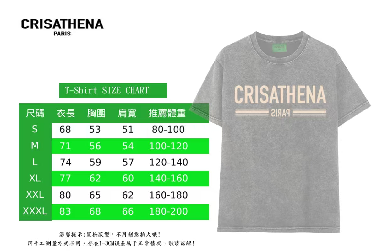 Crisathena Paris Stone Washed T-shirt【SS027】