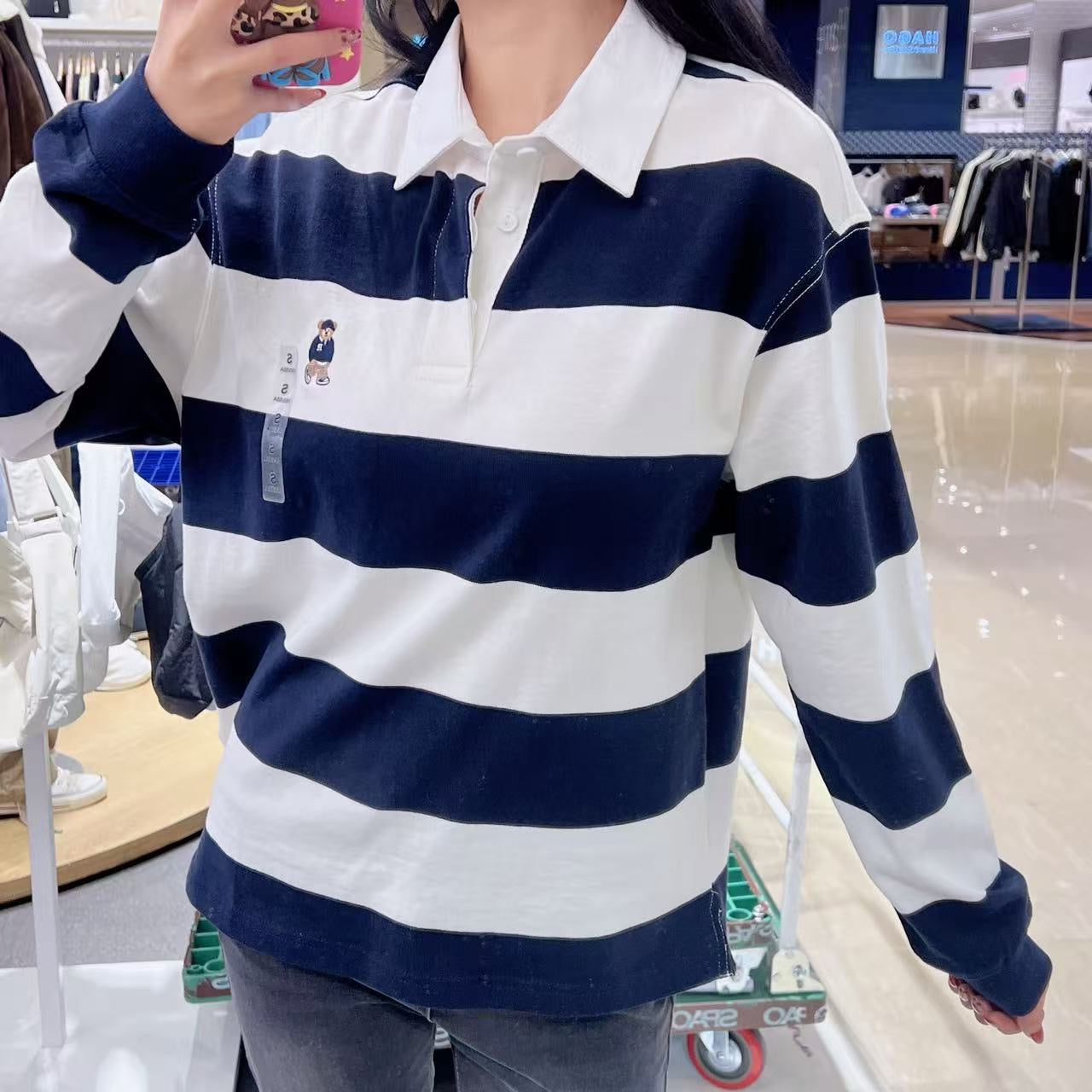 韓國 SPAO Woody Rugby Long Sleeve T-Shirt【SP302】