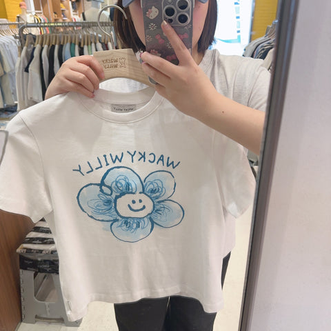 韓國 Wacky Willy Women's Big Lily Graphic Short Sleeve T-Shirt【WW217】