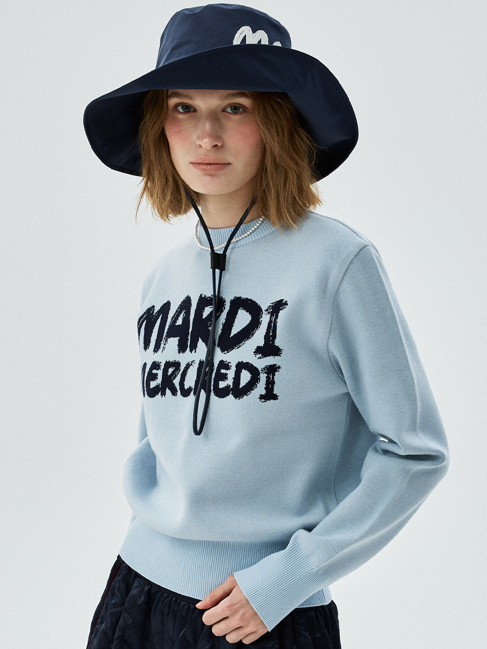 韓國 Mardi Mercredi Brush Logo Jacquard Pullover【MM228】