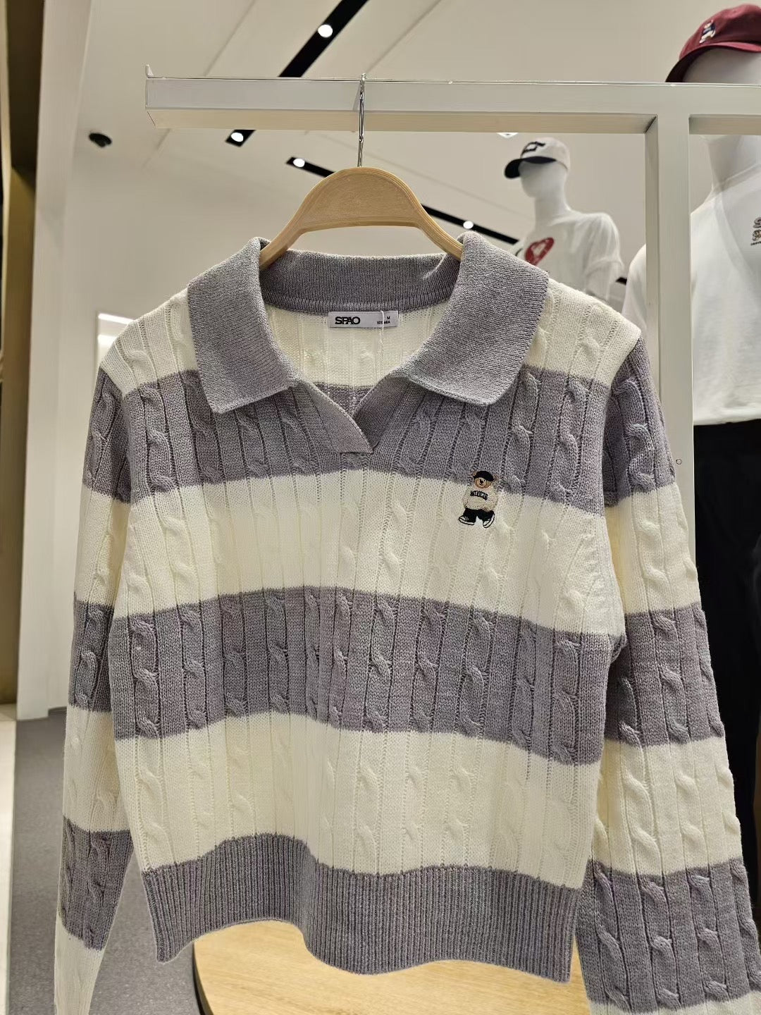 韓國 SPAO Cable Semi-Open Crop Sweater【SP211】