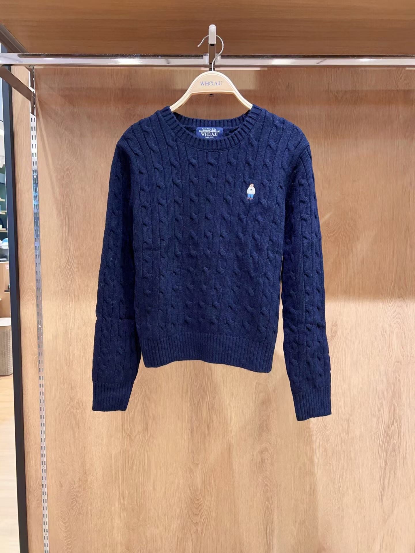 韓國 WhoAU Steve Cable R-neck Pull over【WA193】